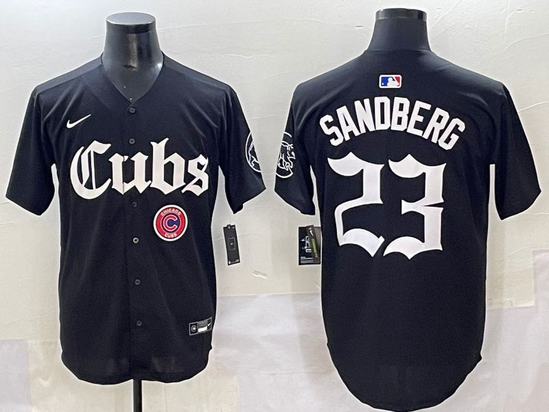 Men 2025 Chicago Cubs #23 Sandberg Black Five generations Joint Name Nike MLB Jersey style 17->philadelphia phillies->MLB Jersey